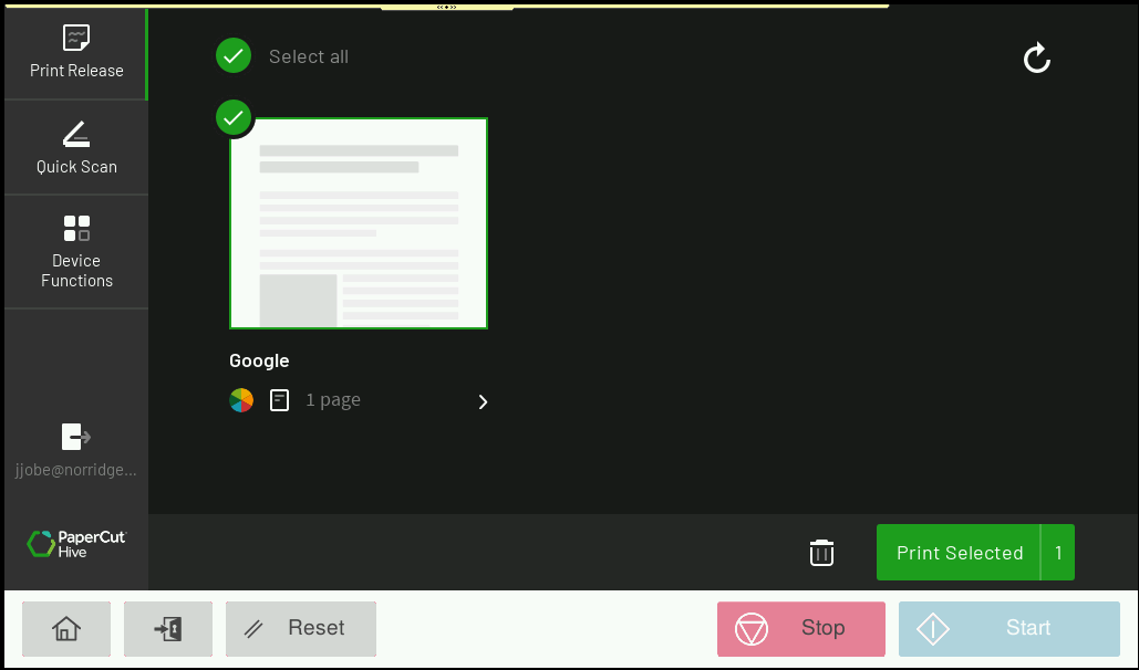 Print release screen